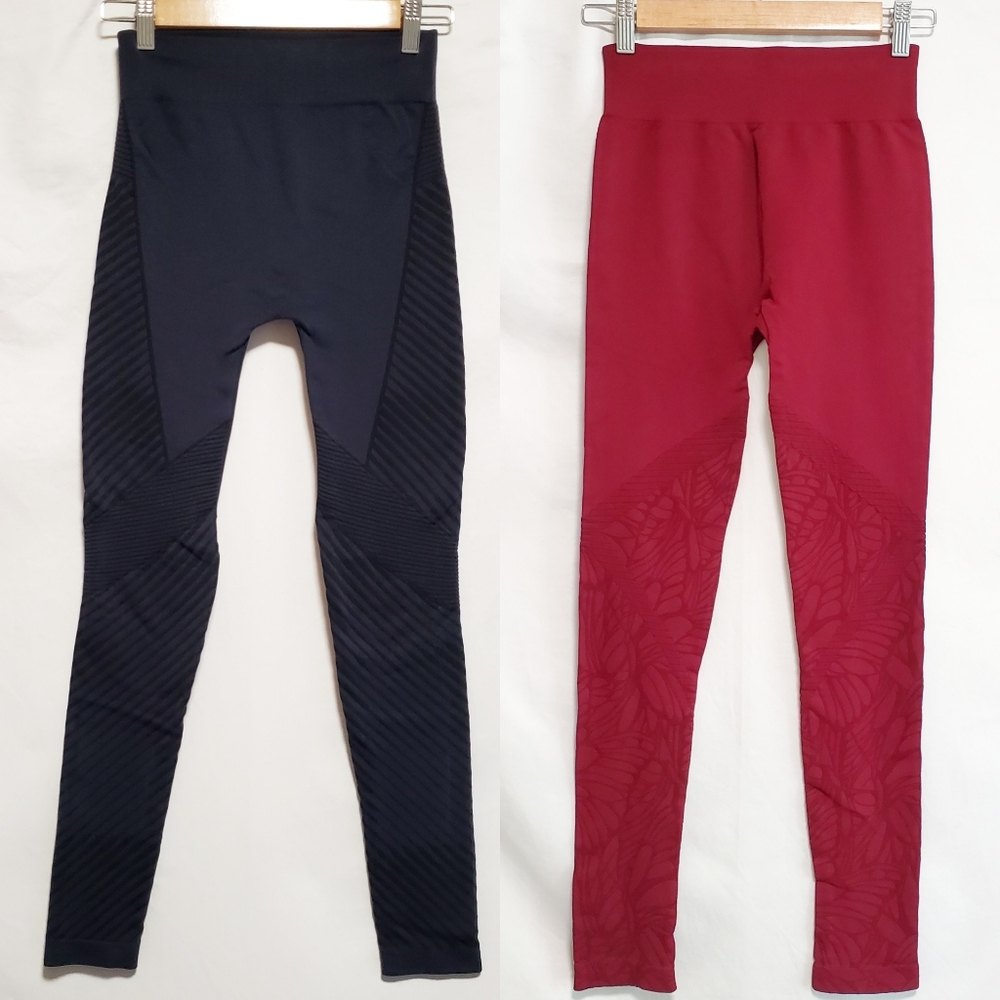 Nikibiki 2 Pairs One Size Leggings Blue and Maroon